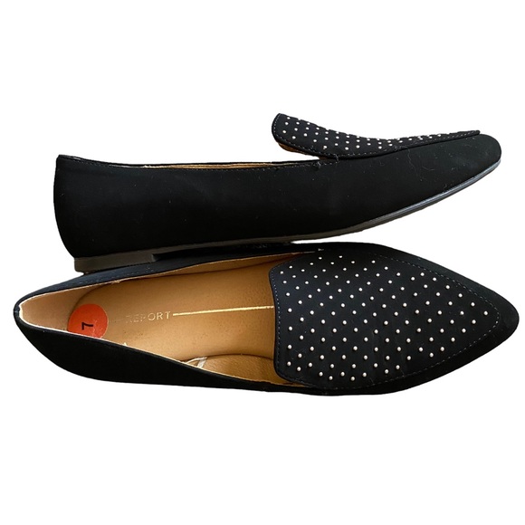 Report Black and Silver Rhinestone Pointed Toe Flats - Picture 4 of 7